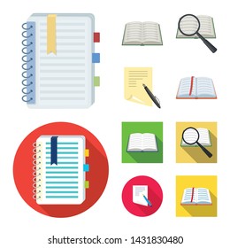 Isolated object of book and open logo. Collection of book and pencil stock symbol for web.