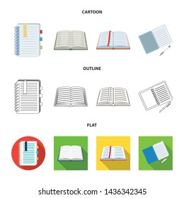 Isolated object of book and open sign. Set of book and pencil stock symbol for web.