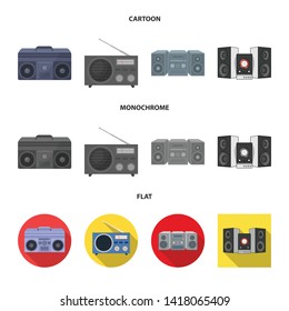 Isolated object of boombox and recorder logo. Collection of boombox and retro stock symbol for web.