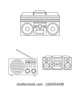 Isolated object of boombox  and  sign. Collection of boombox  and  vector icon for stock.