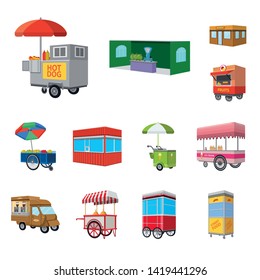 Isolated object of booth and kiosk sign. Set of booth and small vector icon for stock.