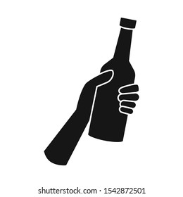 Isolated object of bottle and beer icon. Graphic of bottle and hand vector icon for stock.