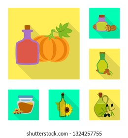 Isolated object of bottle and glass  logo. Collection of bottle and agriculture vector icon for stock.