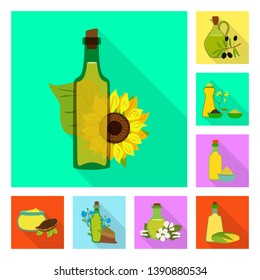 Isolated object of bottle and glass  logo. Set of bottle and agriculture vector icon for stock.