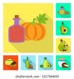 Isolated object of bottle and glass  sign. Collection of bottle and agriculture stock vector illustration.