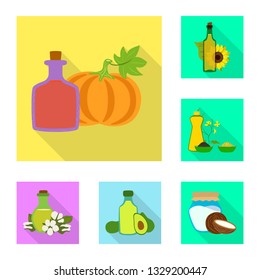 Isolated object of bottle and glass  sign. Set of bottle and agriculture stock vector illustration.
