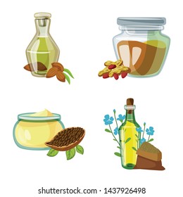 Isolated object of bottle and glass sign. Set of bottle and agriculture vector icon for stock.