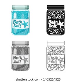 Isolated object of bottle  and salty symbol. Collection of bottle  and spa  stock vector illustration.