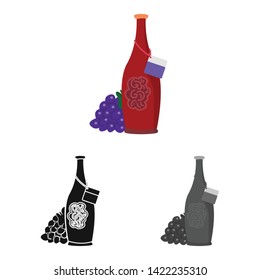Isolated object of bottle and wine symbol. Collection of bottle and alcohol stock vector illustration.