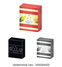 Isolated object of box and corn icon. Set of box and breakfast vector icon for stock.