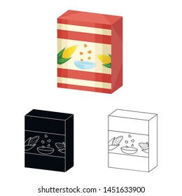 Isolated object of box and corn icon. Collection of box and breakfast vector icon for stock.