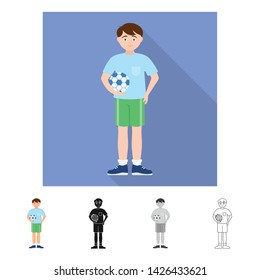 Isolated object of boy and baby logo. Collection of boy and athlete vector icon for stock.