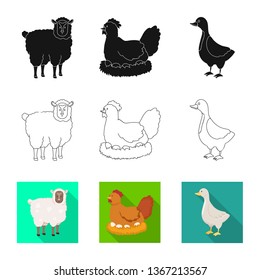 Isolated object of breeding and kitchen  sign. Set of breeding and organic  stock symbol for web.