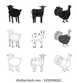 Isolated object of breeding and kitchen  sign. Collection of breeding and organic  stock vector illustration.