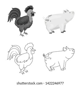 Isolated object of breeding and kitchen  sign. Set of breeding and organic  stock vector illustration.