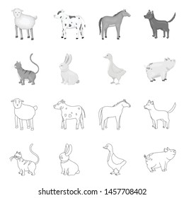 Isolated object of breeding and kitchen symbol. Set of breeding and organic stock symbol for web.