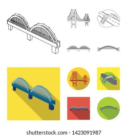 Isolated object of bridge and construction logo. Collection of bridge and arch vector icon for stock.