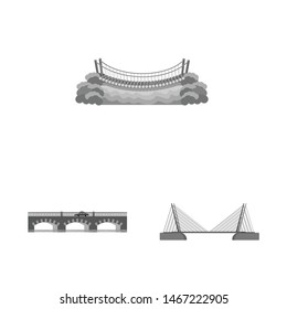Isolated object of bridge design and construct symbol. Set of design and bridge vector icon for stock.
