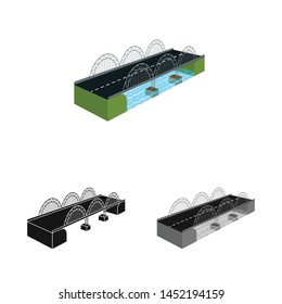 Isolated object of bridge and mobile icon. Set of bridge and sea stock vector illustration.