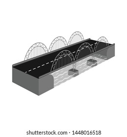 Isolated object of bridge and mobile symbol. Set of bridge and sea vector icon for stock.