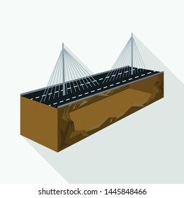 Isolated object of bridge and mounted logo. Collection of bridge and long stock symbol for web.