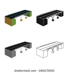 Isolated object of bridge and mounted symbol. Set of bridge and river stock vector illustration.