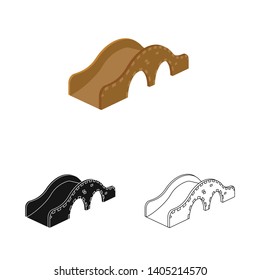 Isolated object of bridge and pedestrian symbol. Set of bridge and arch stock symbol for web.
