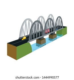 Isolated object of bridge and railway icon. Set of bridge and Coast stock symbol for web.