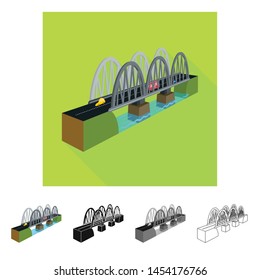 Isolated object of bridge and railway sign. Set of bridge and Coast vector icon for stock.