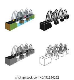 Isolated object of bridge and railway symbol. Collection of bridge and Coast stock vector illustration.