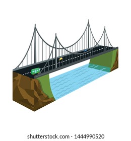 Isolated object of bridge and rock symbol. Collection of bridge and brick stock vector illustration.