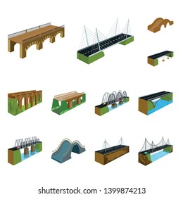 Isolated object of bridgework and architecture icon. Set of bridgework and structure  vector icon for stock.