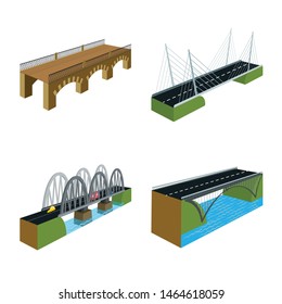 Isolated object of bridgework and architecture icon. Collection of bridgework and structure stock vector illustration.