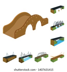 Isolated object of bridgework and architecture logo. Collection of bridgework and structure  stock symbol for web.