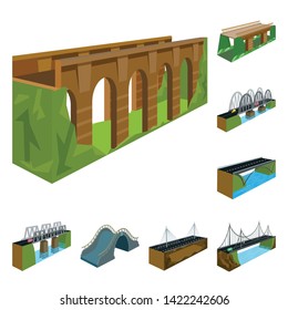 Isolated object of bridgework and architecture sign. Set of bridgework and structure  stock symbol for web.