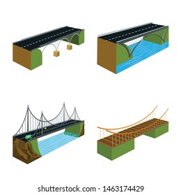 Isolated object of bridgework and architecture sign. Collection of bridgework and structure vector icon for stock.