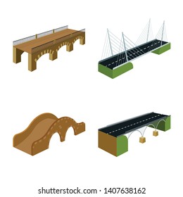 Isolated object of bridgework and architecture symbol. Collection of bridgework and structure  vector icon for stock.