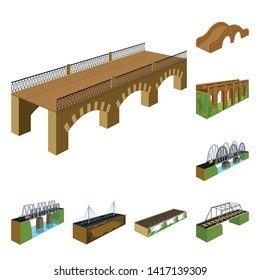 Isolated object of bridgework and architecture symbol. Set of bridgework and structure  stock symbol for web.