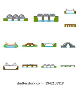 Isolated object of bridgework and bridge icon. Collection of bridgework and landmark stock symbol for web.