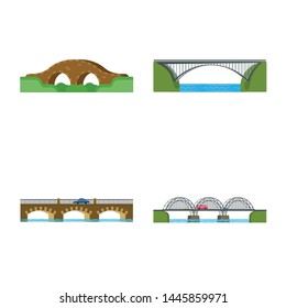 Isolated object of bridgework and bridge logo. Set of bridgework and landmark stock symbol for web.