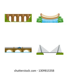 Isolated object of bridgework and bridge sign. Collection of bridgework and landmark stock symbol for web.