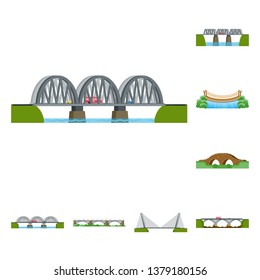 Isolated object of bridgework and bridge sign. Set of bridgework and landmark vector icon for stock.