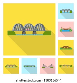 Isolated object of bridgework and bridge sign. Set of bridgework and landmark stock symbol for web.