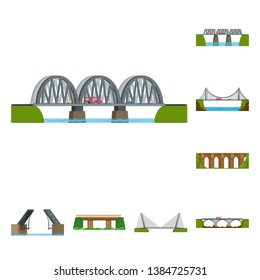 Isolated object of bridgework and bridge sign. Collection of bridgework and landmark stock symbol for web.