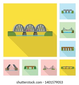 Isolated object of bridgework and bridge sign. Set of bridgework and landmark stock symbol for web.