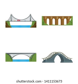 Isolated object of bridgework and bridge sign. Set of bridgework and landmark stock vector illustration.