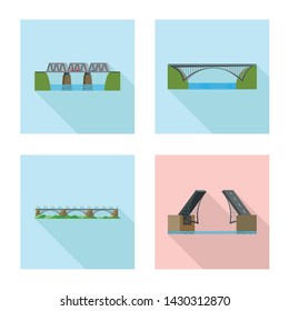Isolated object of bridgework and bridge sign. Collection of bridgework and landmark stock vector illustration.