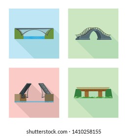 Isolated object of bridgework and bridge symbol. Set of bridgework and landmark stock vector illustration.