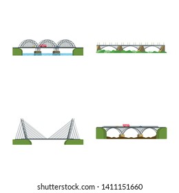 Isolated object of bridgework and bridge symbol. Collection of bridgework and landmark vector icon for stock.