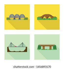 Isolated object of bridgework and bridge symbol. Collection of bridgework and landmark stock vector illustration.